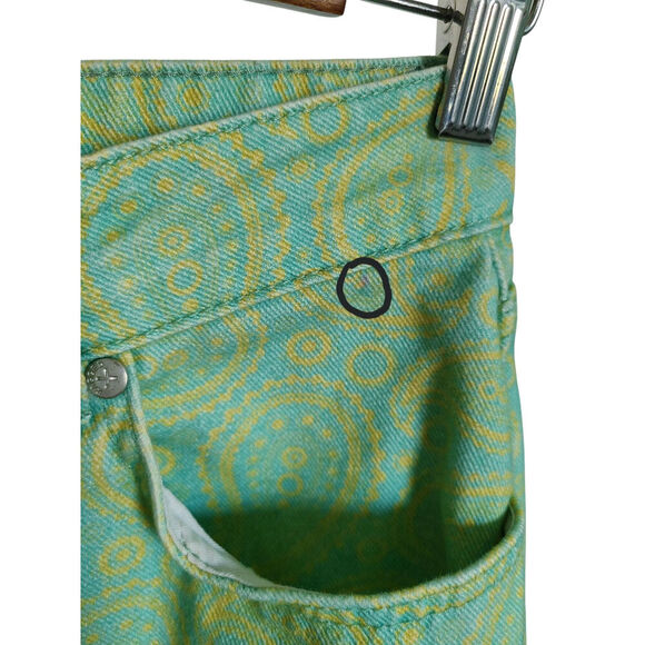 The Ragged Priest Straight Leg Denim Green & Yellow Paisley Size 26 - Picture 9 of 9